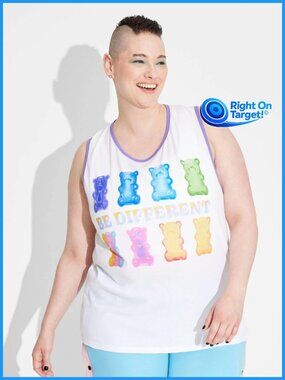 Medium - Pride Adult Gummy Bear - Be Different Tank Top - White